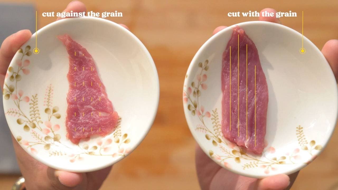 Why does cutting meat against the grain matter?